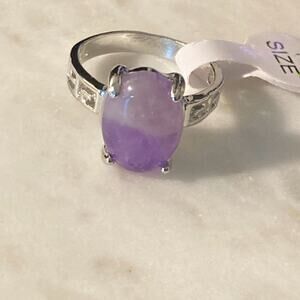New fashion ring silver amethyst gemstone size US8